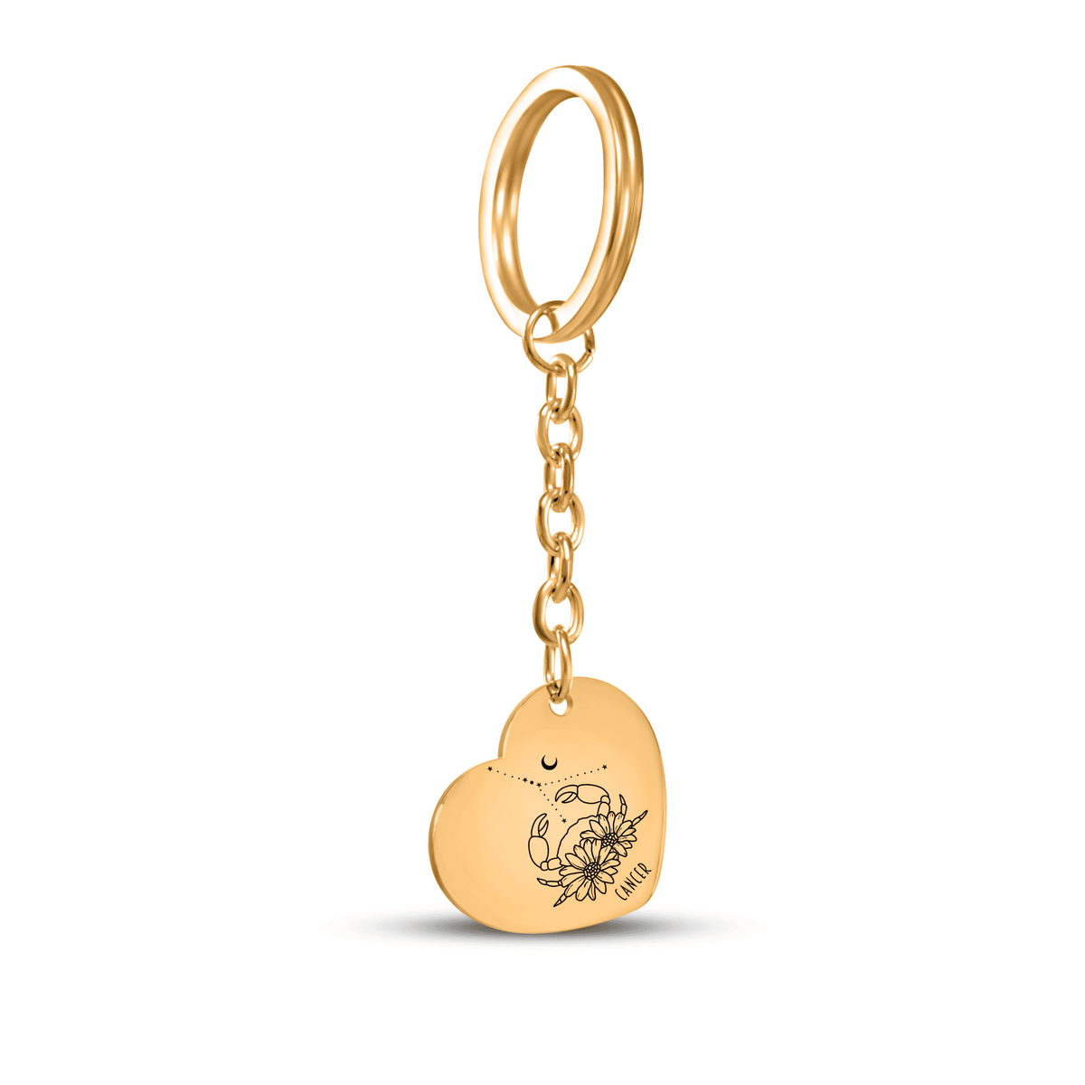 Heart Keychain - Cancer Zodiac Sign