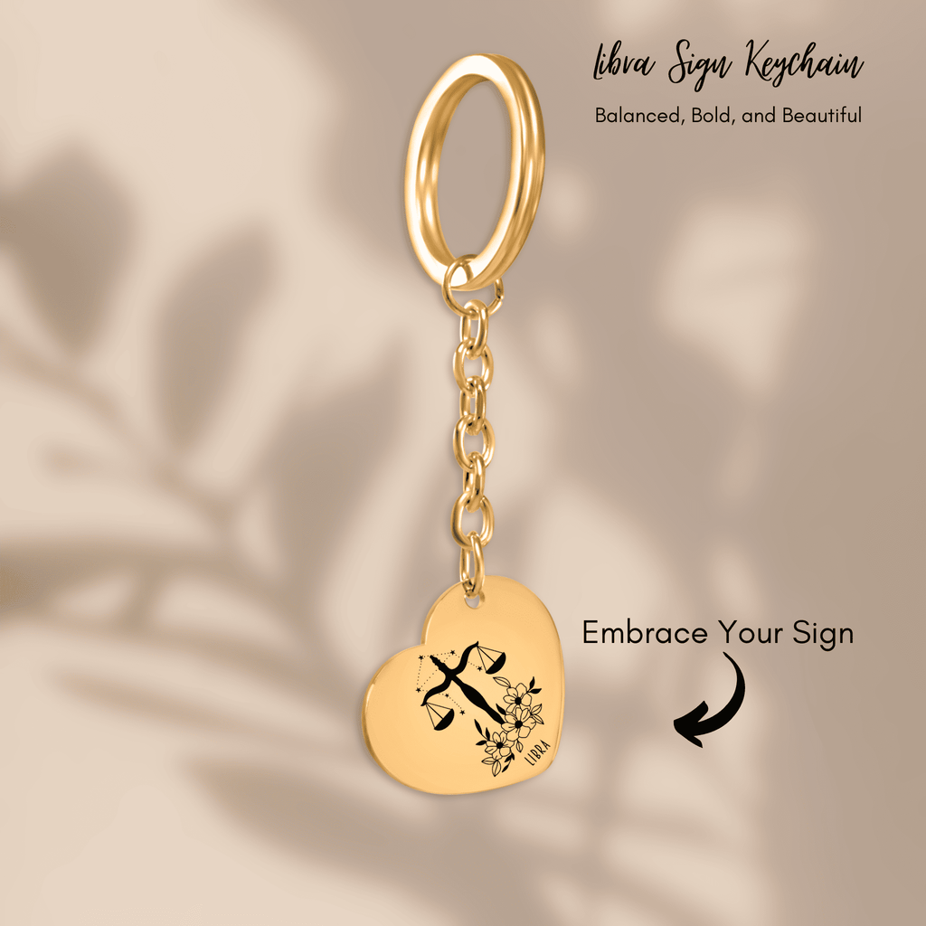Libra Zodiac Sign Heart Keychain