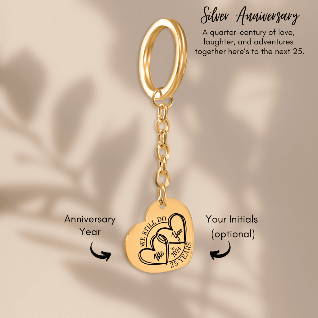 Heart Keychain - 25th Years Anniversary