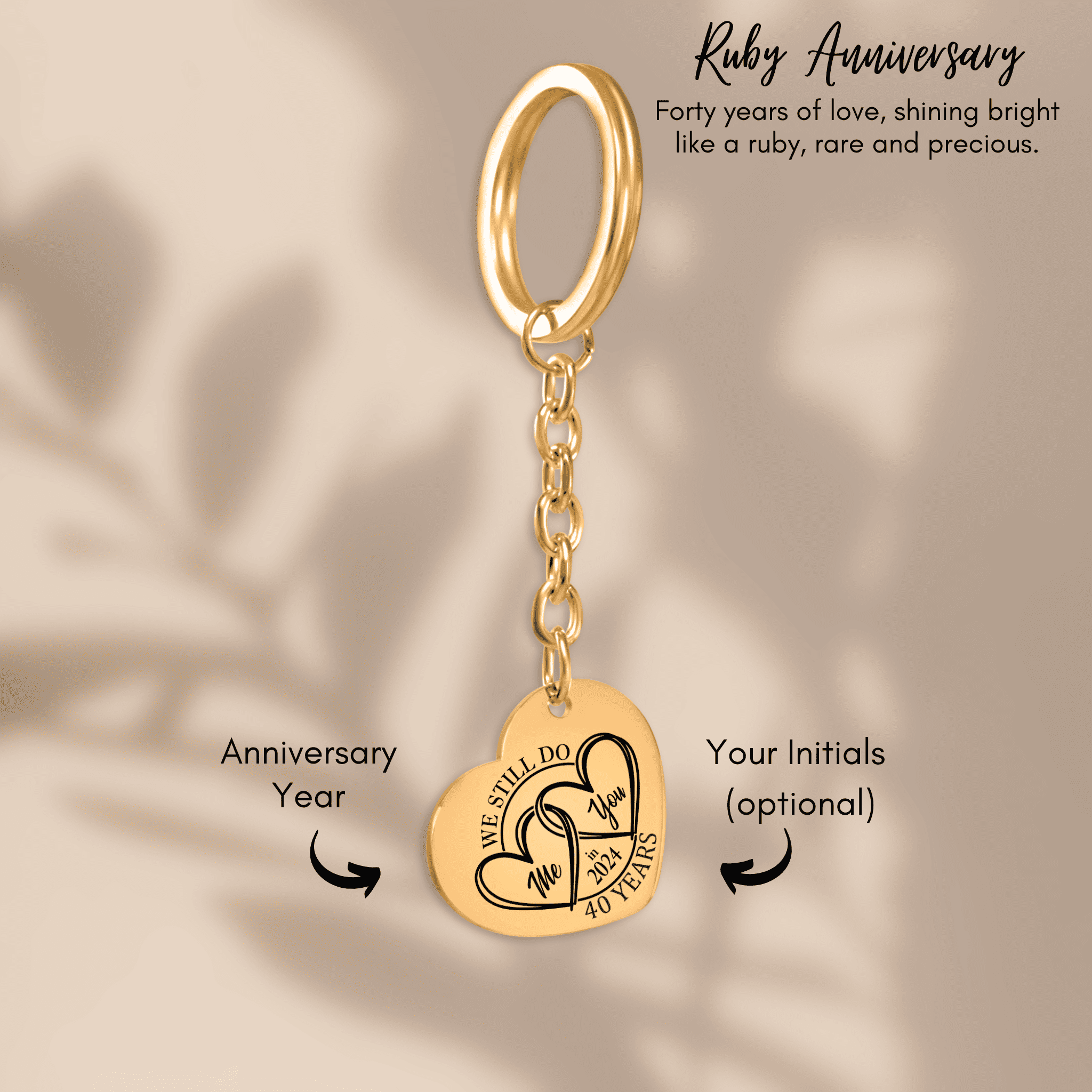 Heart Keychain - 40th Years Anniversary