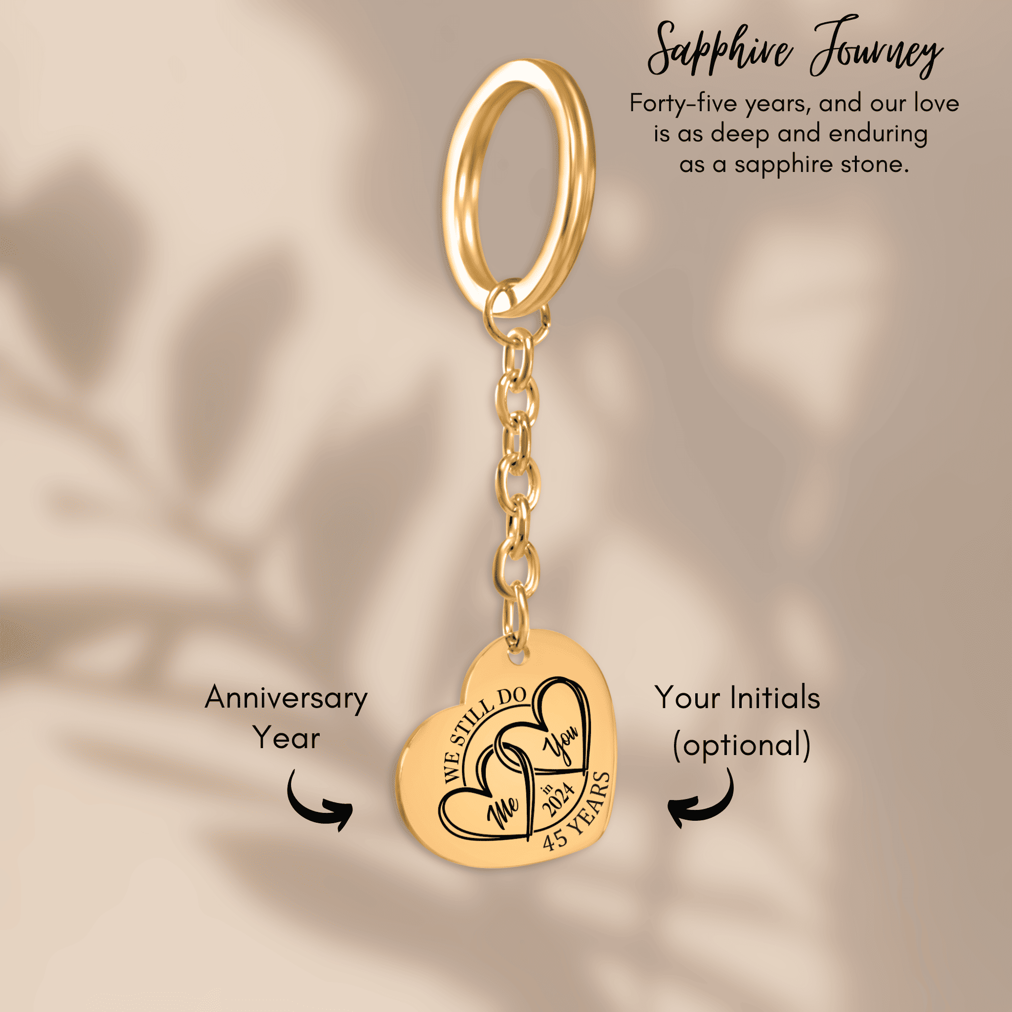 Heart Keychain - 45th Years Anniversary