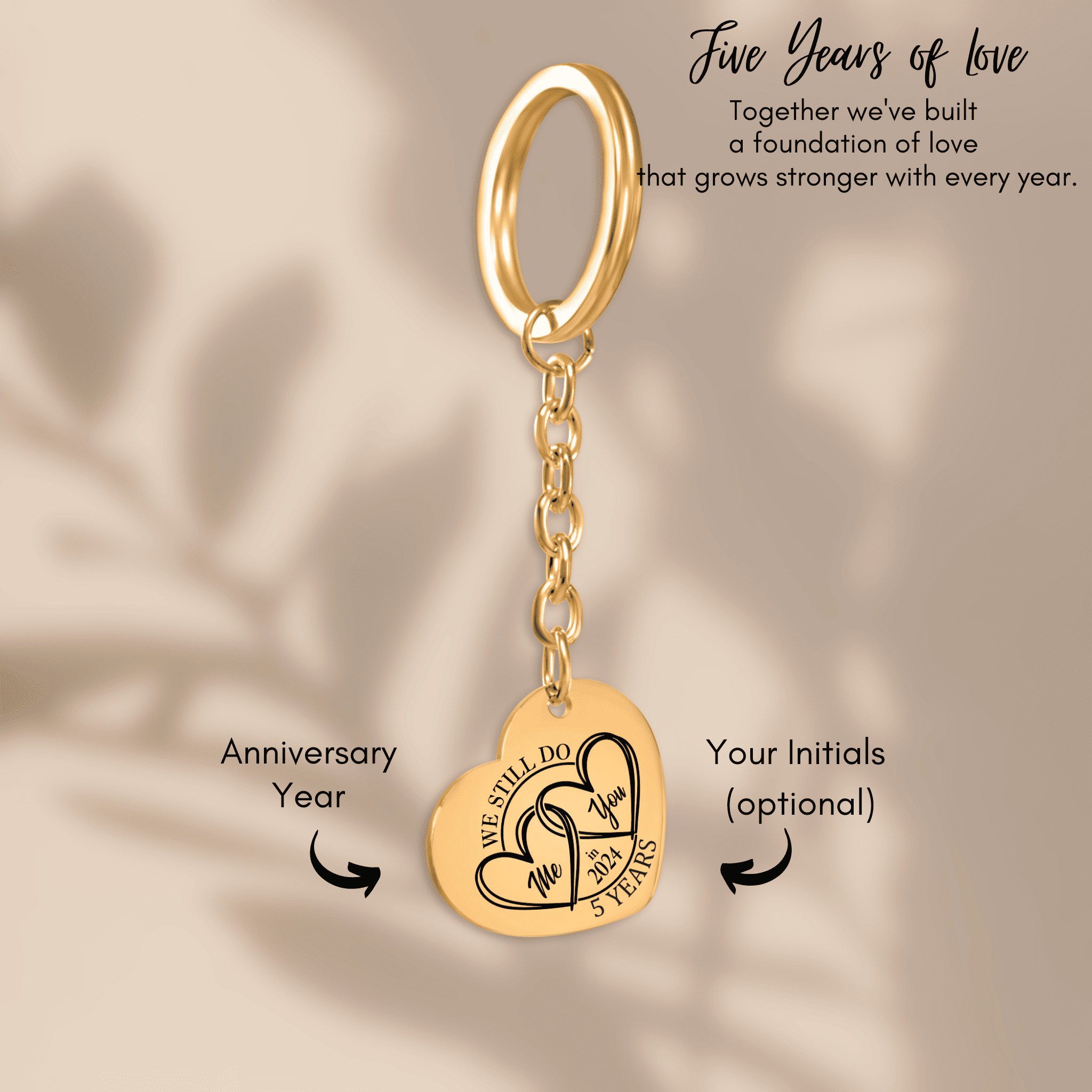 Heart Keychain - 5 Years Anniversaries