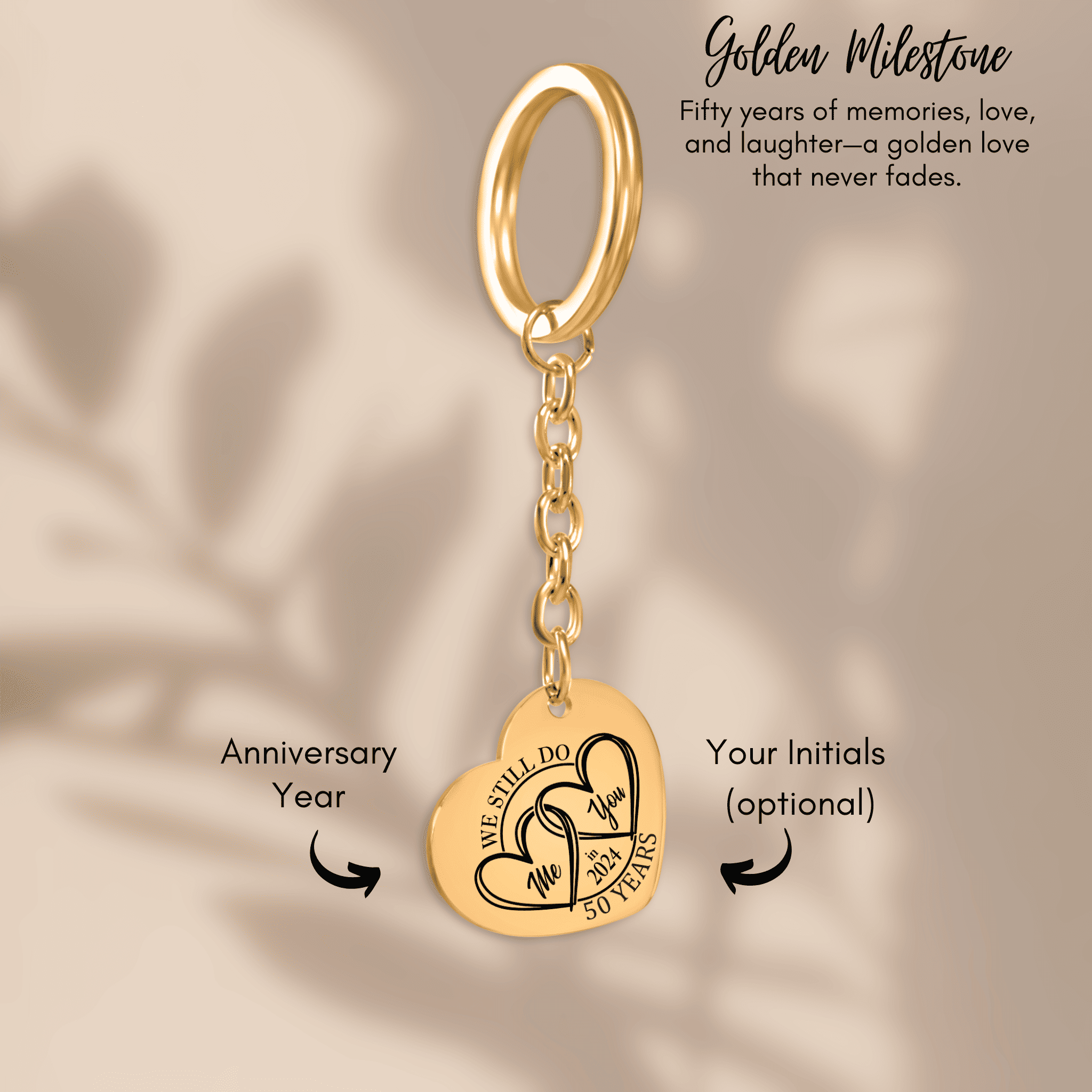 Heart Keychain - 50th Years Anniversary