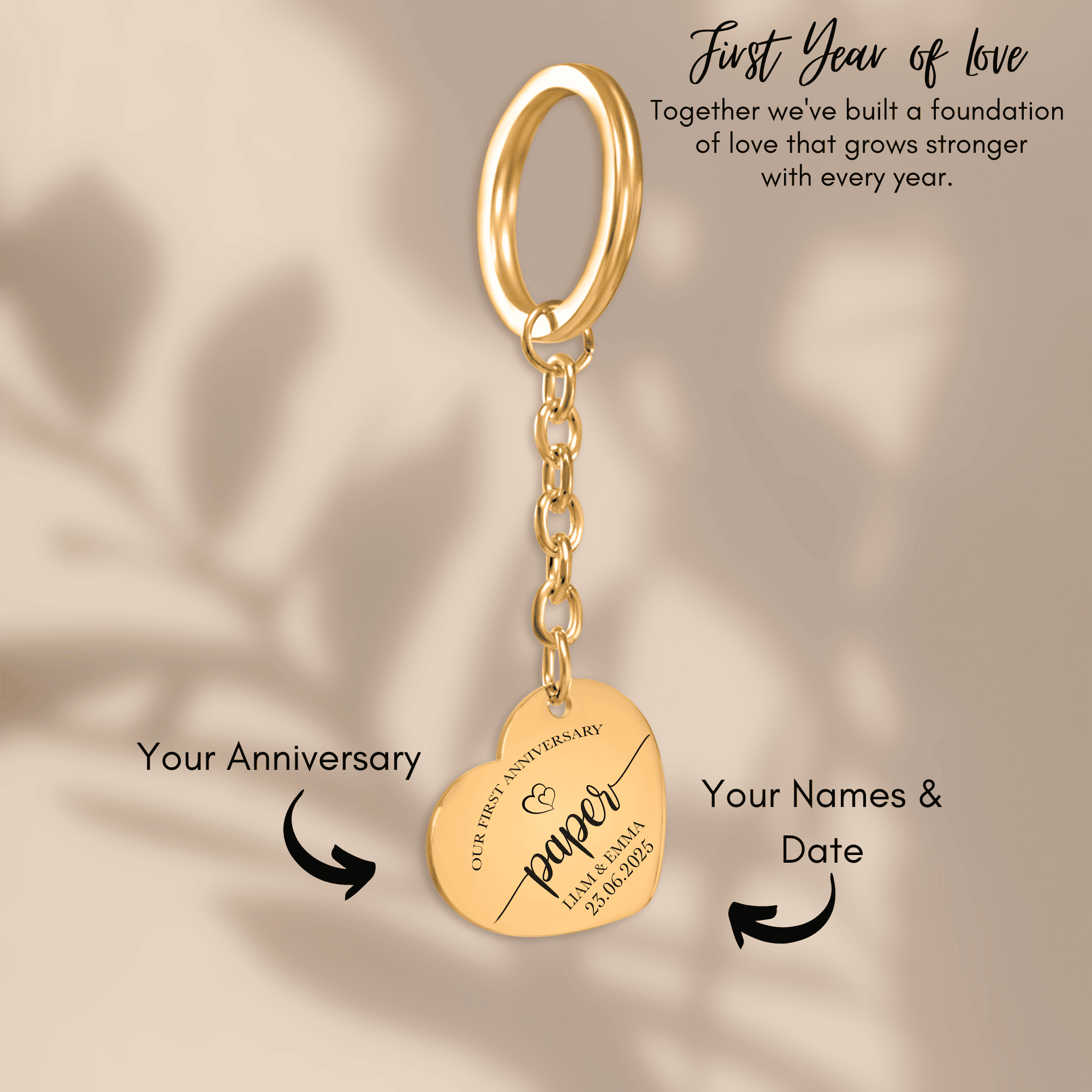Heart Keychain - 1st Paper Anniversary