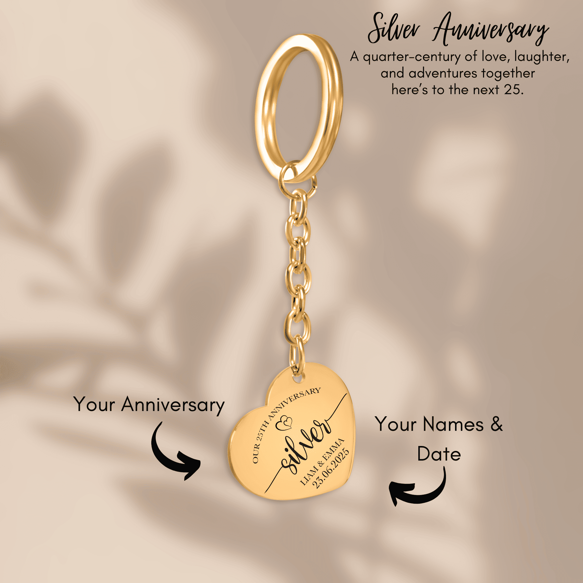 Heart Keychain - 25th Silver Anniversary