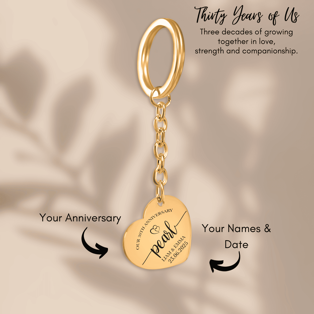 Heart Keychain - 30th Pearl Anniversary
