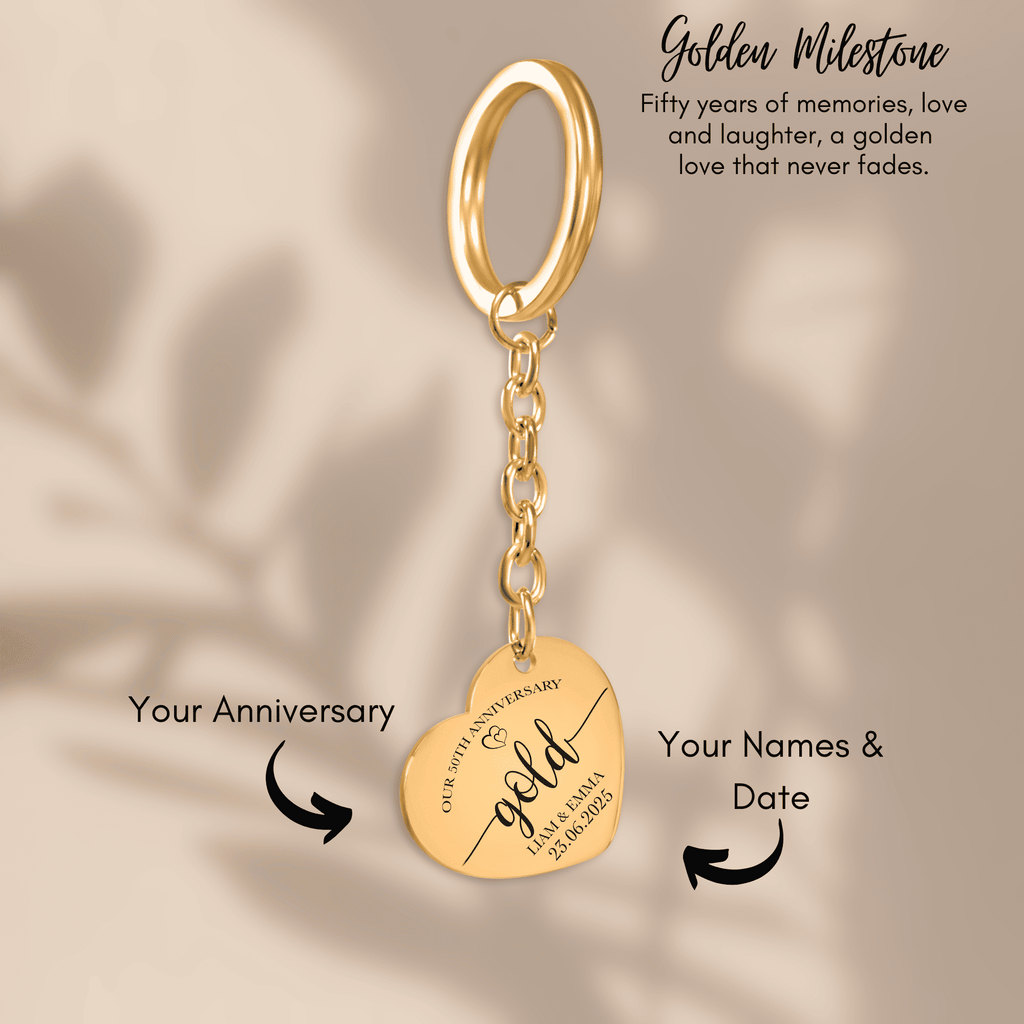 Heart Keychain - 50th Gold Anniversary