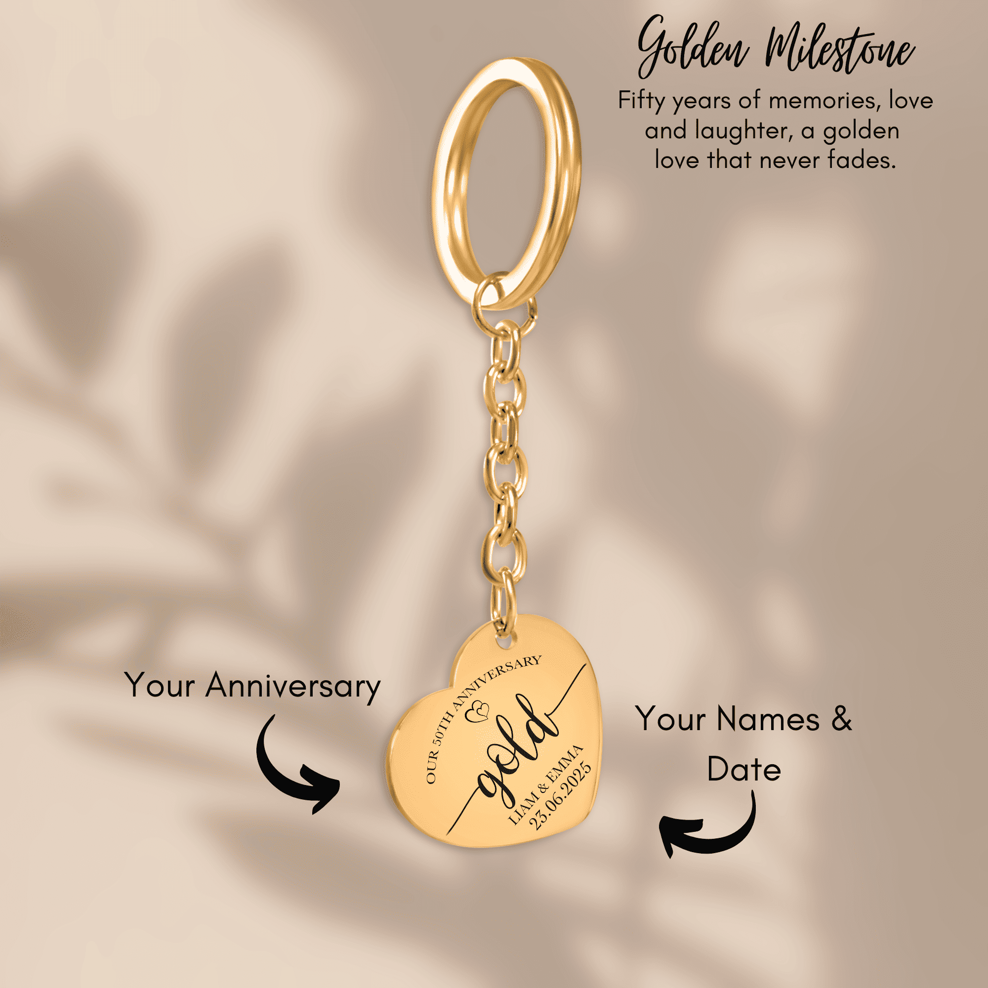 Heart Keychain - 50th Gold Anniversary