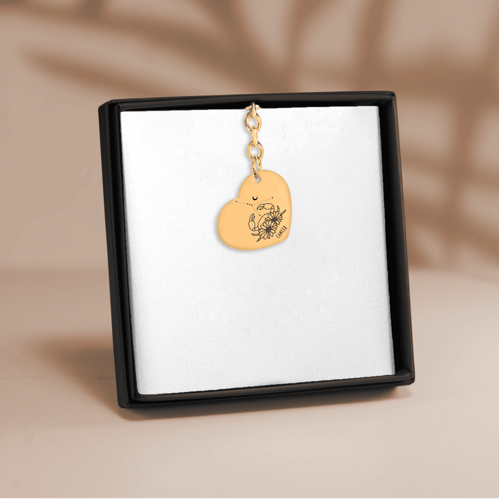 Cancer Zodiac Sign Heart Keychain