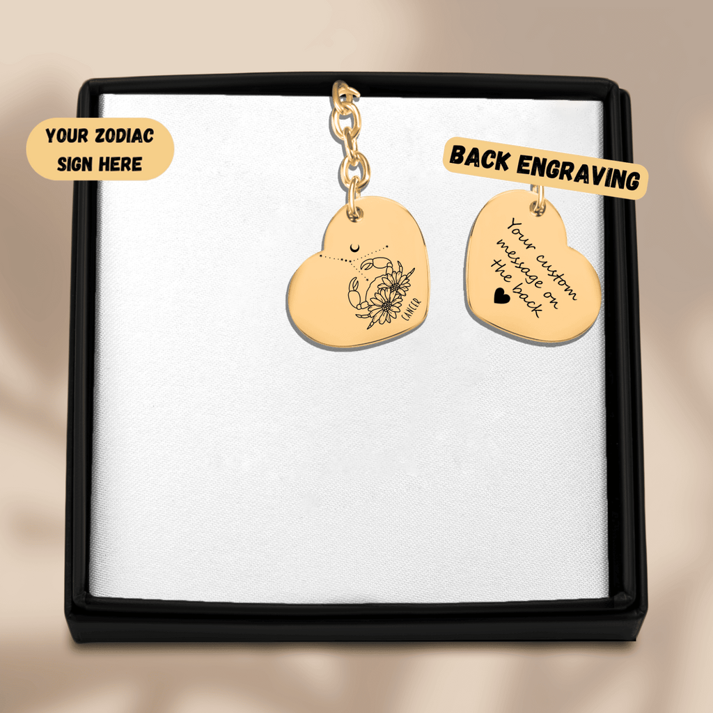 Cancer Zodiac Sign Heart Keychain
