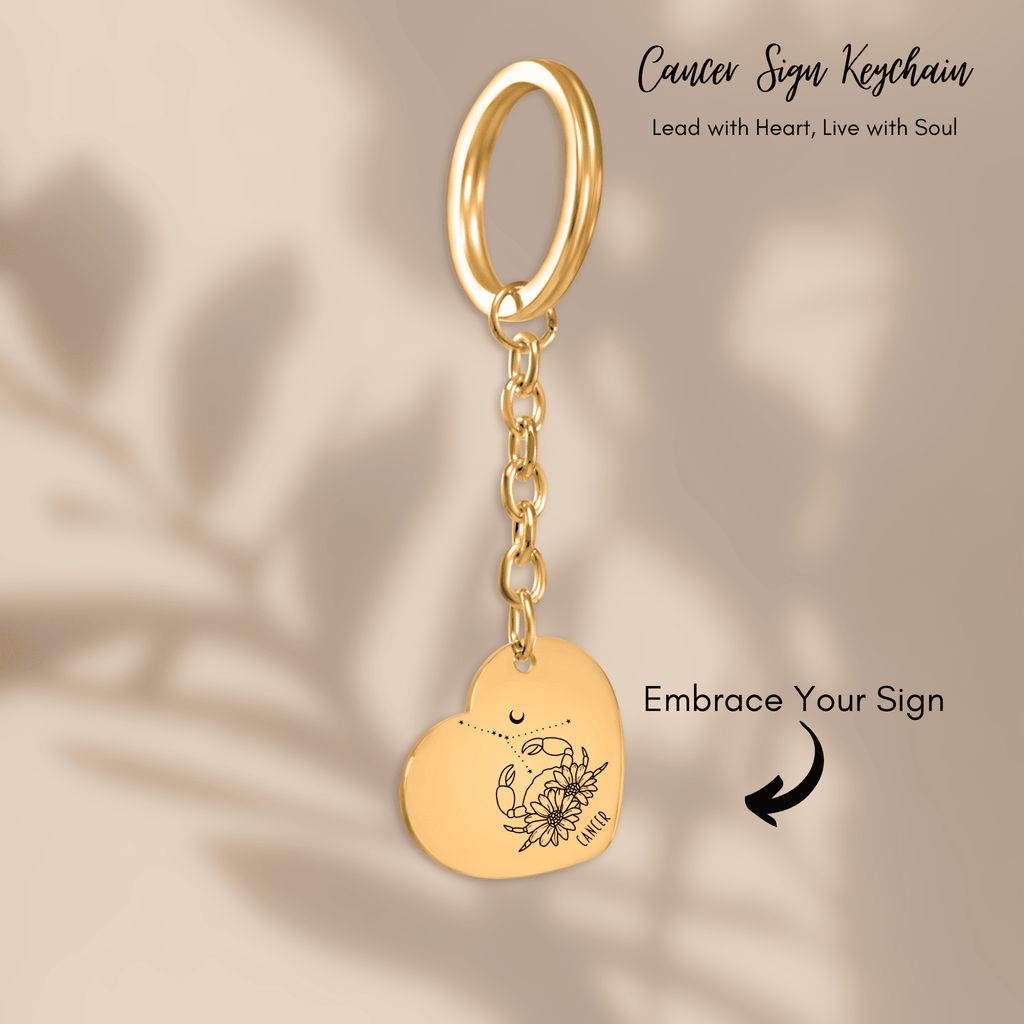 Cancer Zodiac Sign Heart Keychain