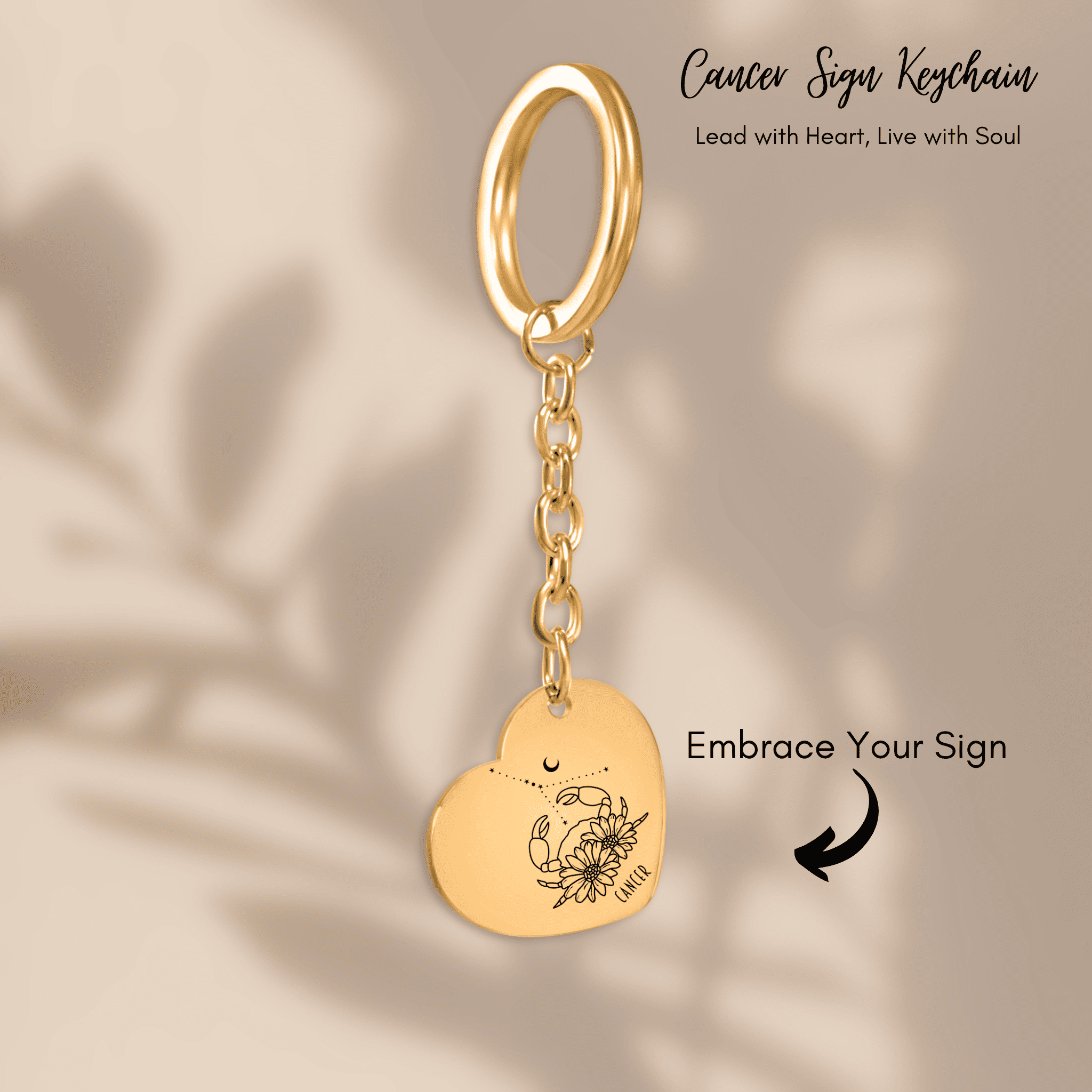 Cancer Zodiac Sign Heart Keychain
