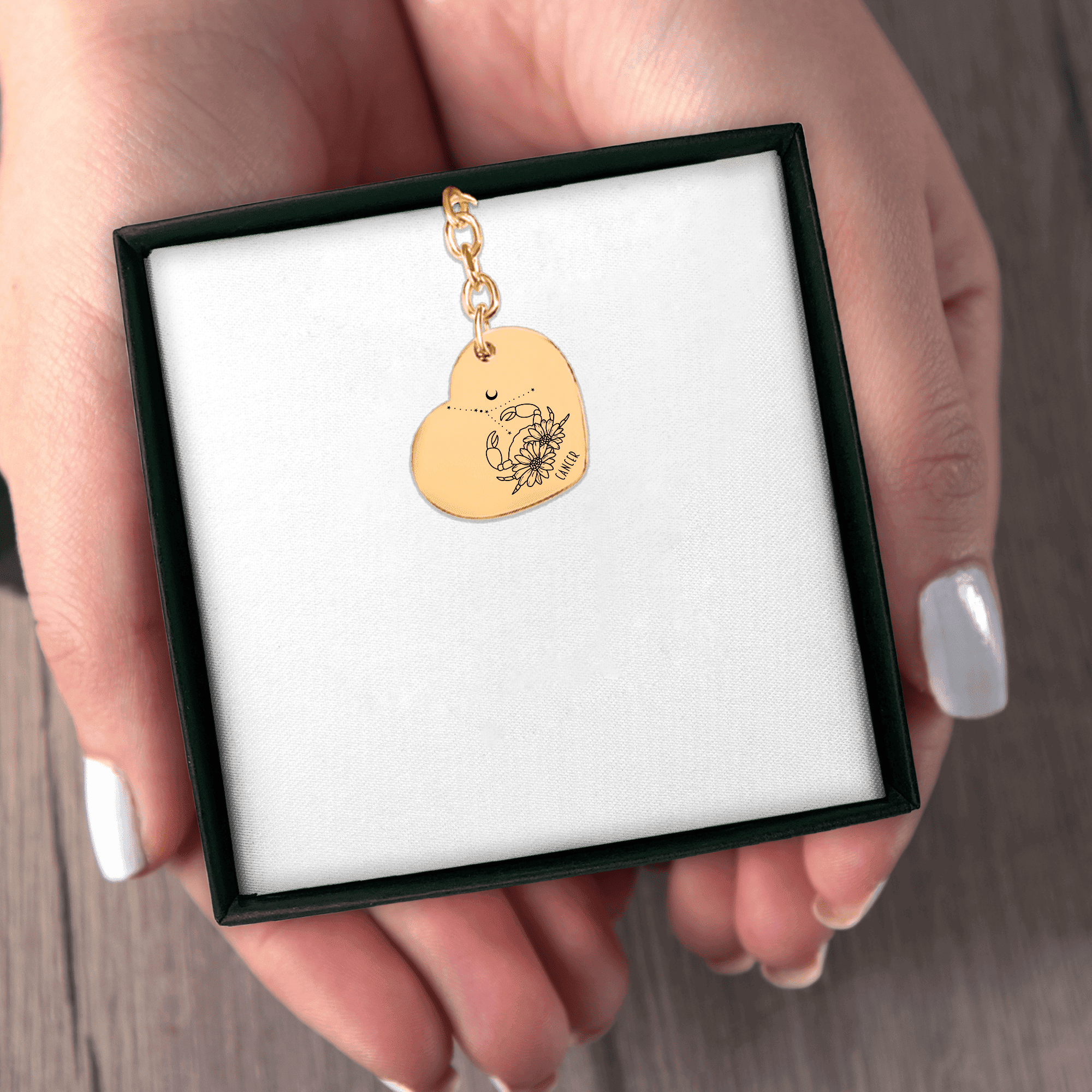 Cancer Zodiac Sign Heart Keychain
