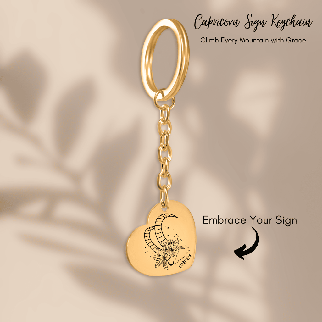 Capricorn Zodiac Sign Heart Keychain