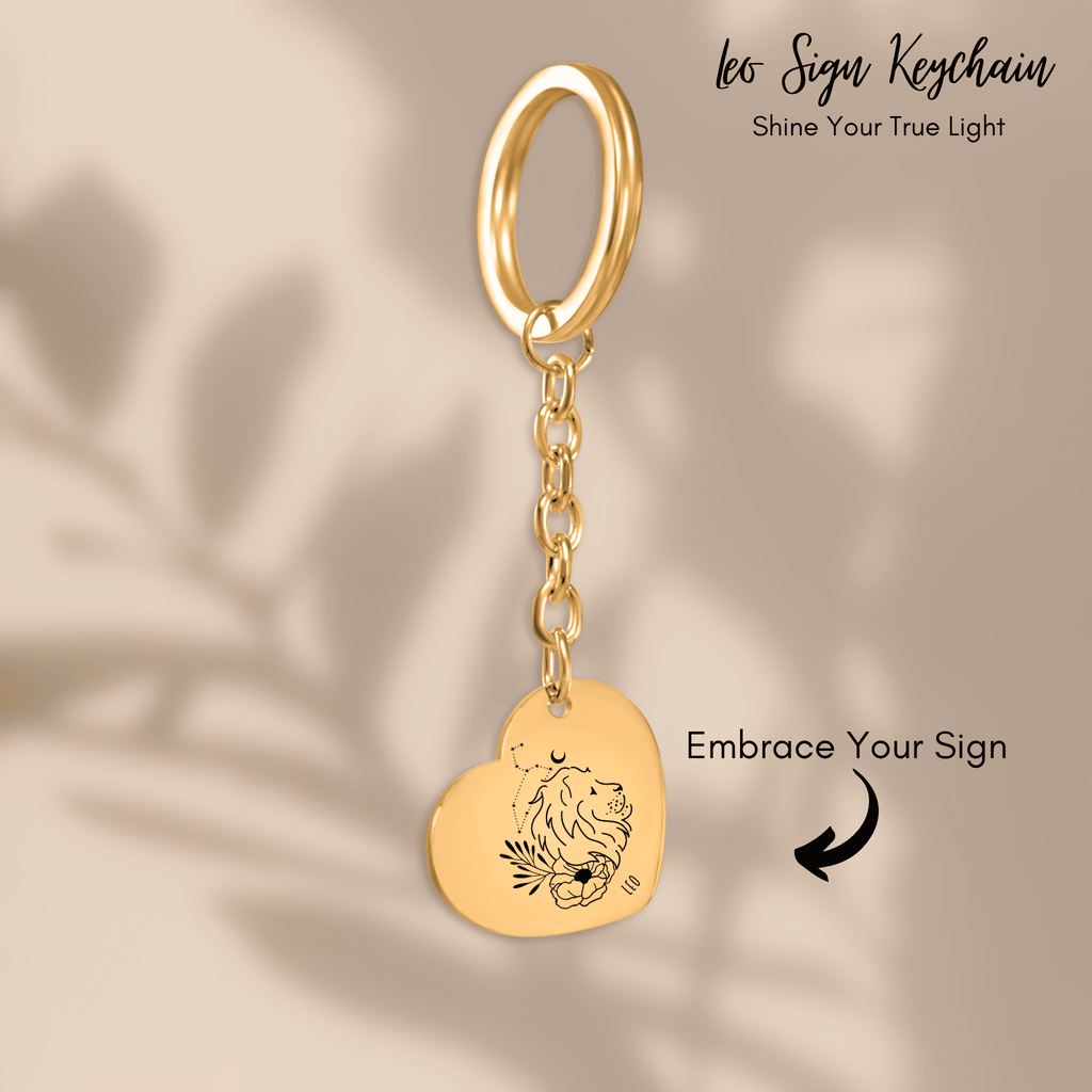 Leo Zodiac Sign Heart Keychain