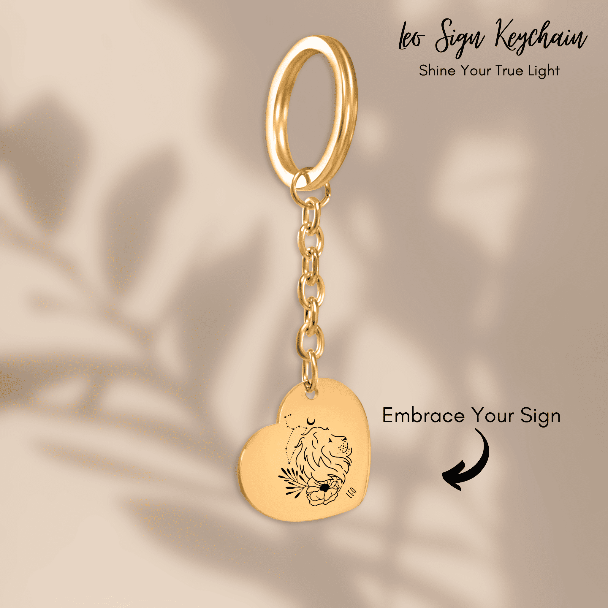 Leo Zodiac Sign Heart Keychain