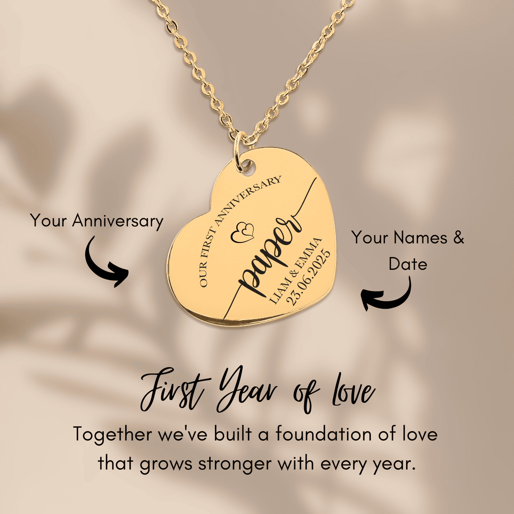 Heart Necklace - 1st Paper Anniversary