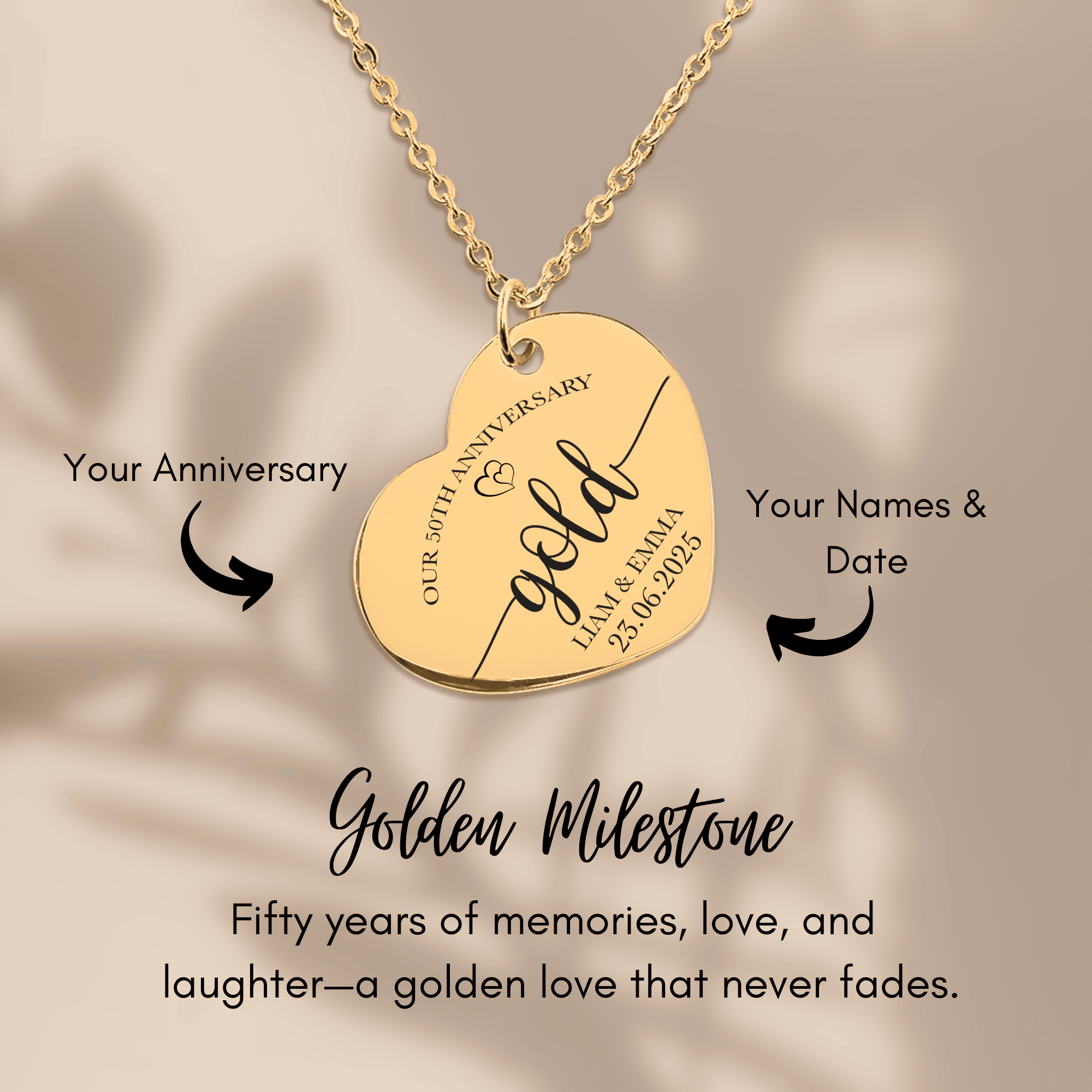 Heart Necklace - 50th Gold Anniversary