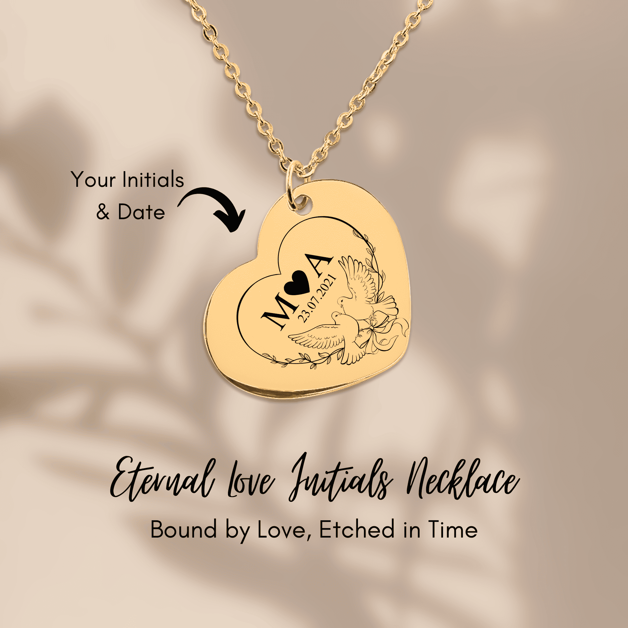 Heart Necklace - Eternal Love Initials H.N