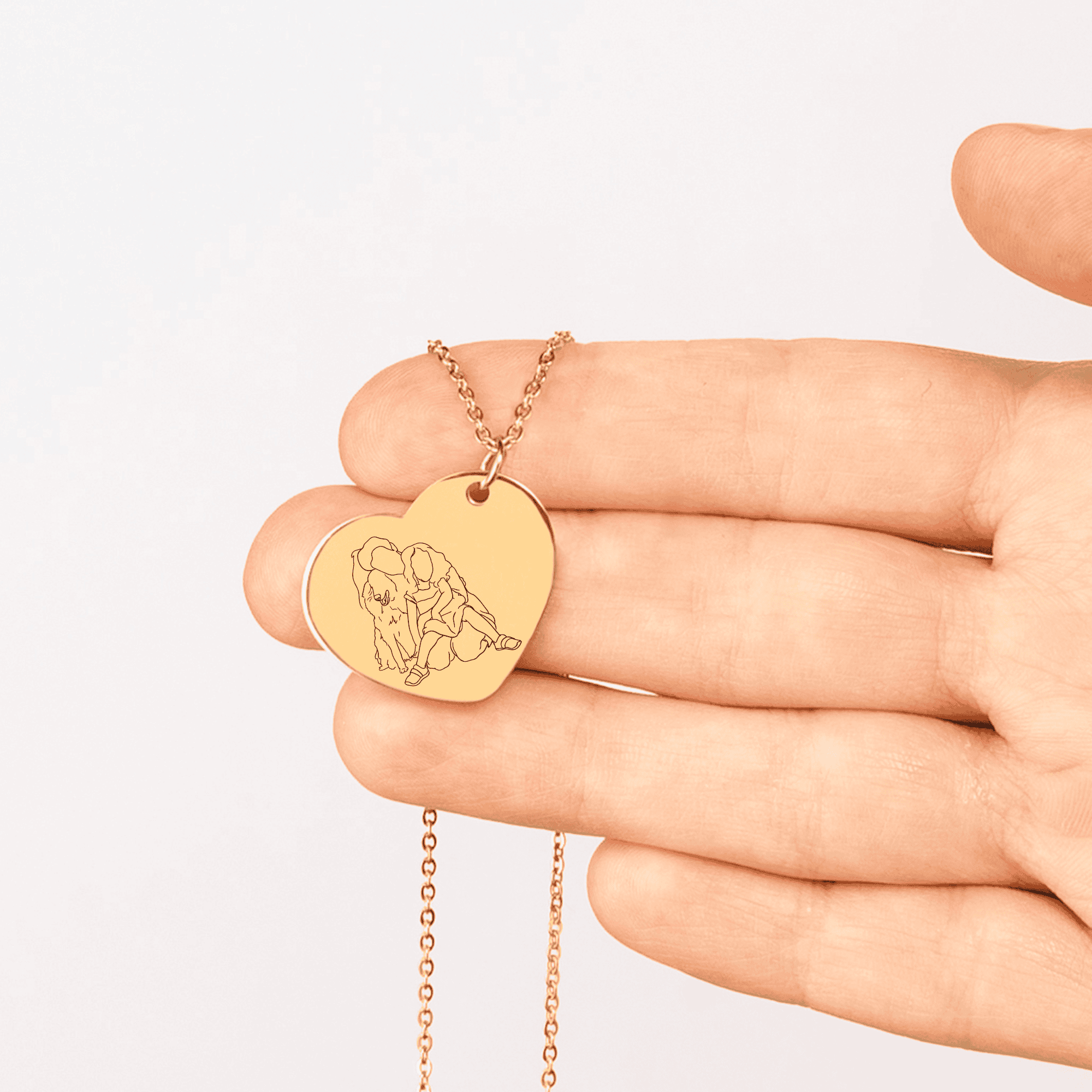 Line Art Portrait Heart Necklace