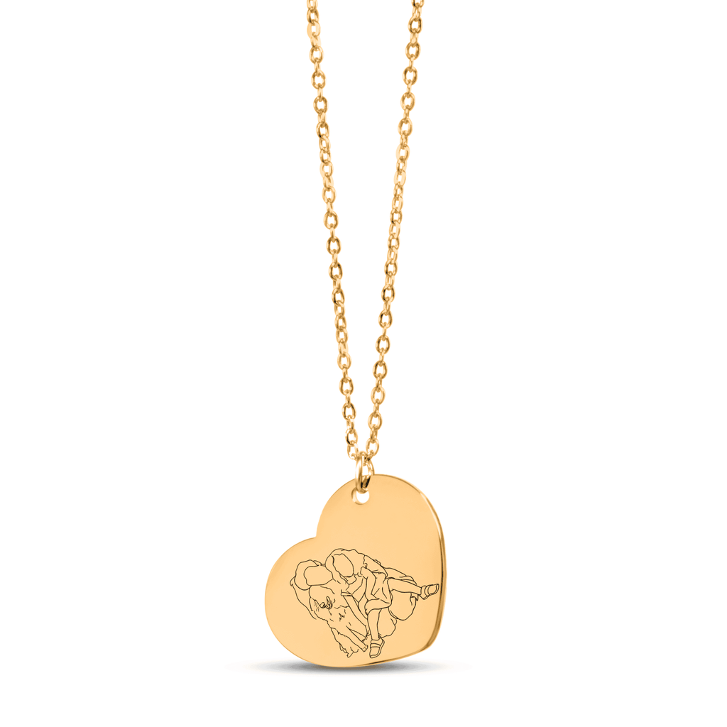 Line Art Portrait Heart Necklace