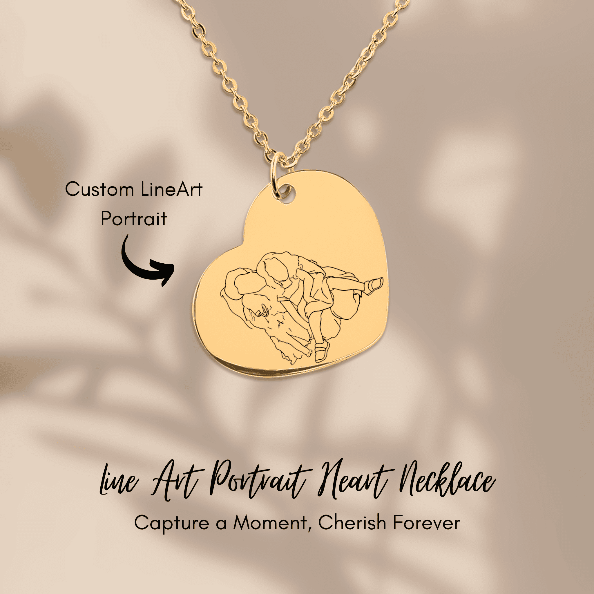 Line Art Portrait Heart Necklace