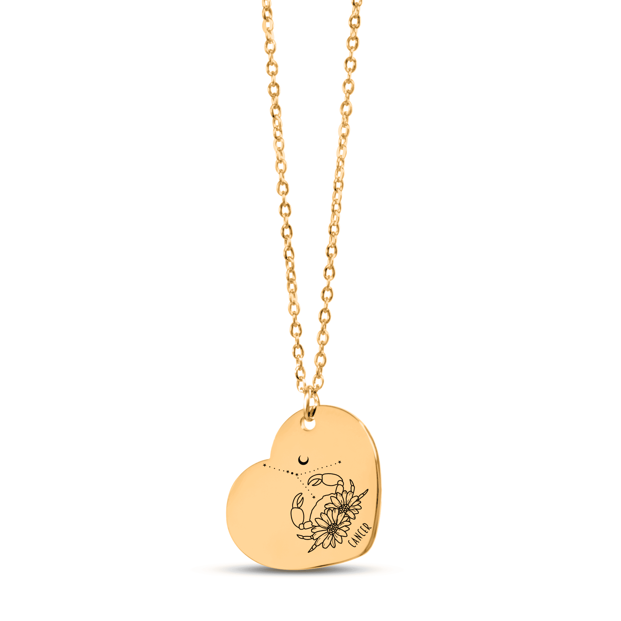 Cancer Zodiac Sign Heart Necklace