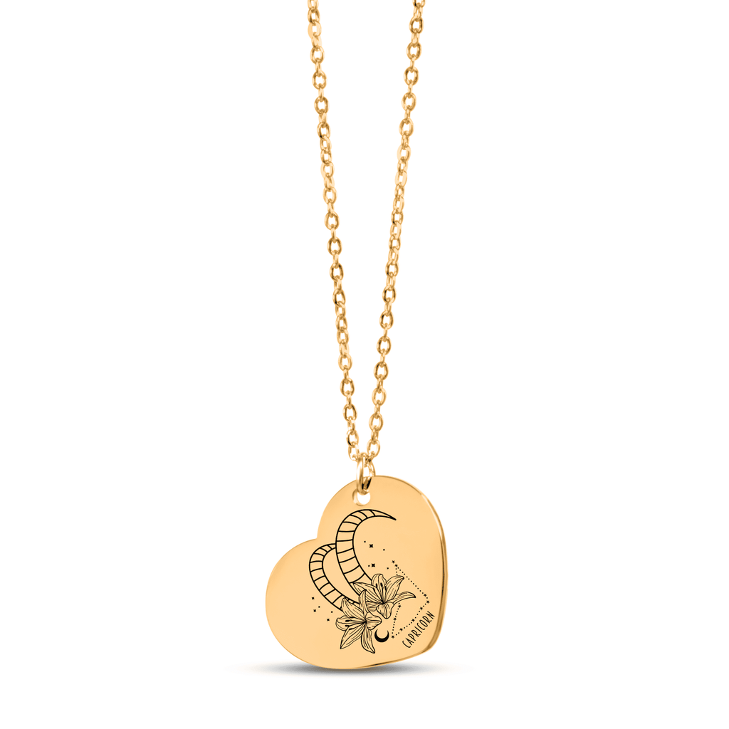 Capricorn Zodiac Sign Heart Necklace