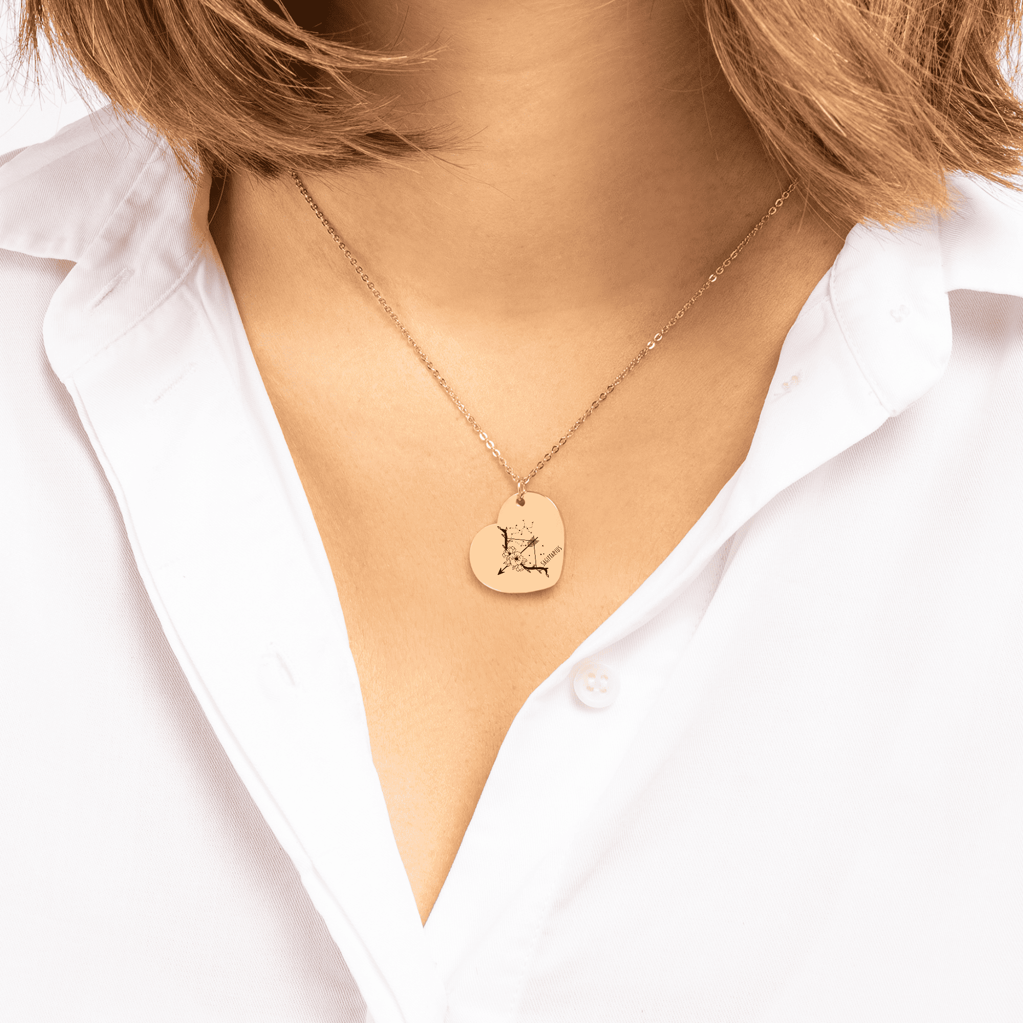 Sagittarius Zodiac Sign Heart Necklace