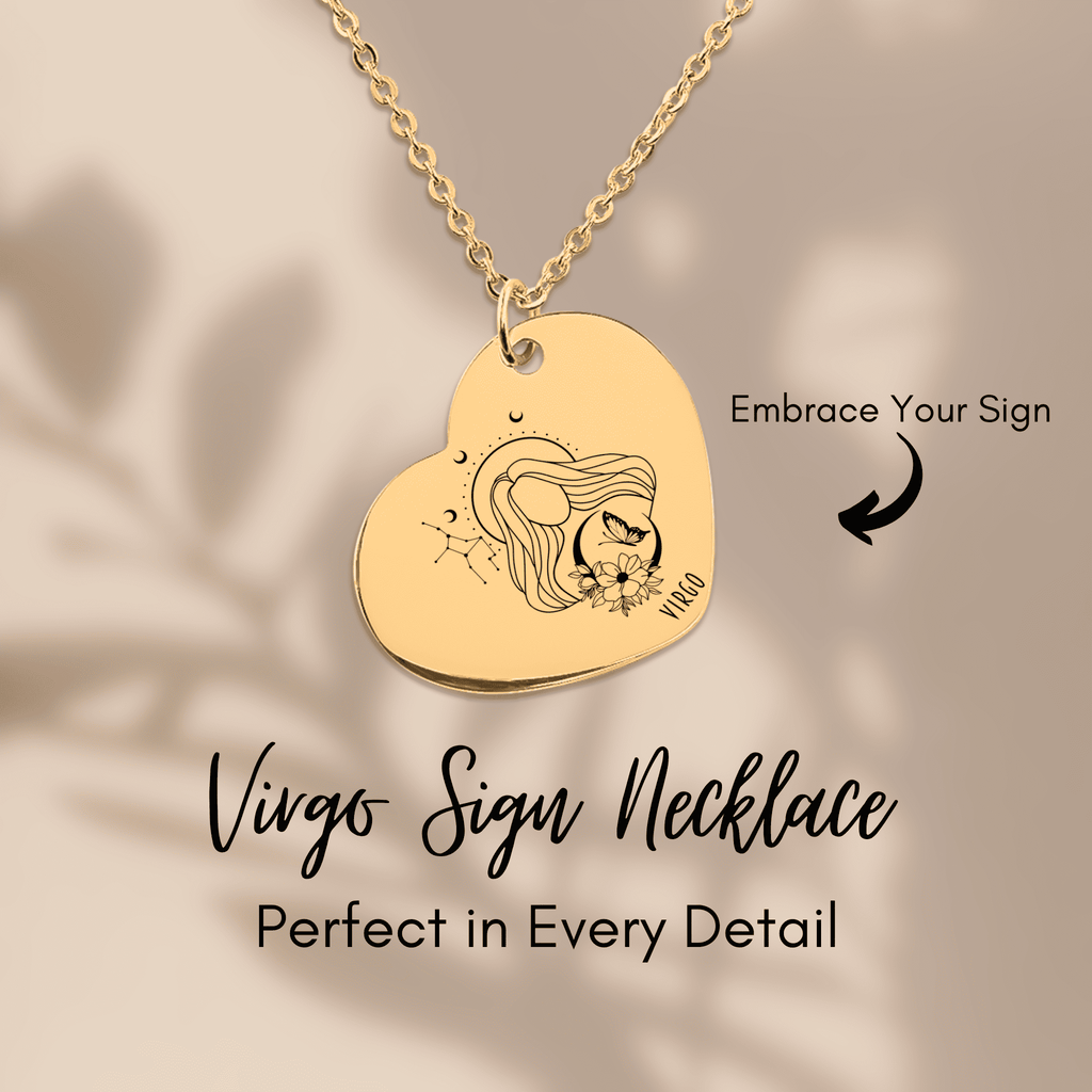 Virgo Zodiac Sign Heart Necklace